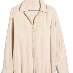 Ex-Boyfriend Side Button Flannel Shirt, Cream